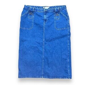 Vintage Faded Glory Medium Wash Blue Jean Denim Maxi Skirt Women’s Plus Size 24W